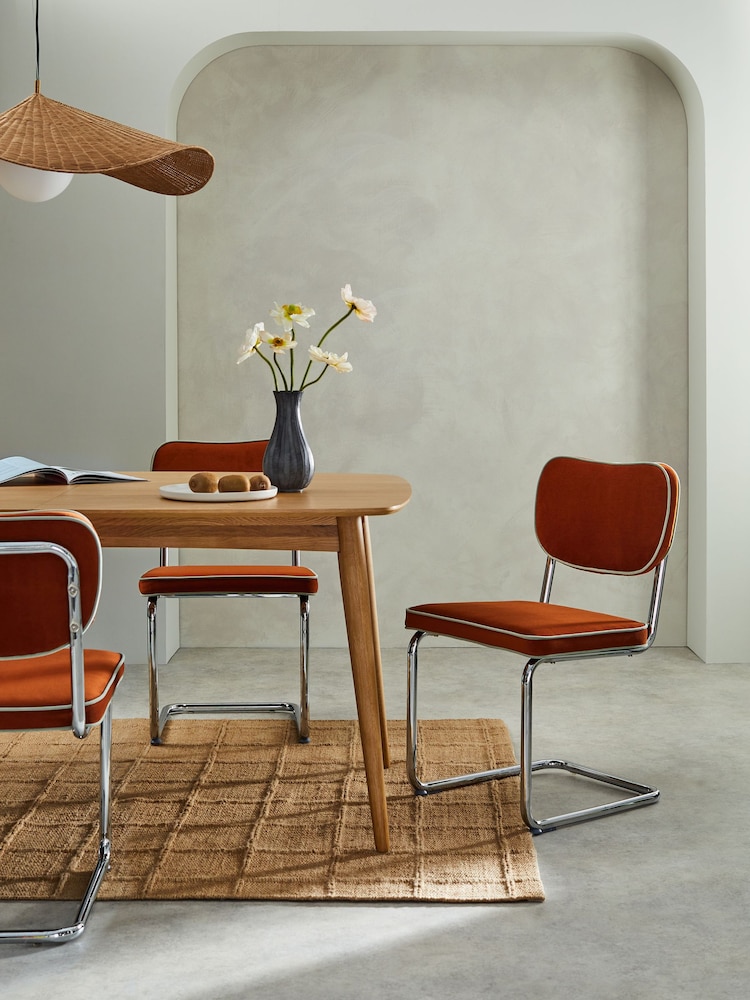 MADE.COM Set of 2 Cinnamon with Jade Green Piping Parker Dining Chairs in Velvet - Image 1 of 4