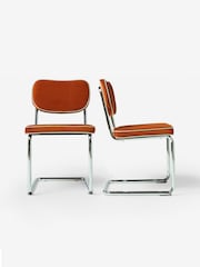 MADE.COM Set of 2 Cinnamon with Jade Green Piping Parker Dining Chairs in Velvet - Image 2 of 4