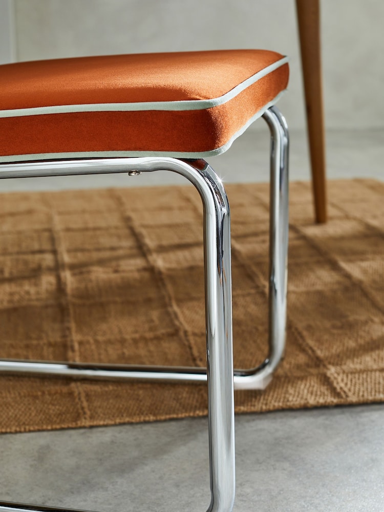 MADE.COM Set of 2 Cinnamon with Jade Green Piping Parker Dining Chairs in Velvet - Image 4 of 4