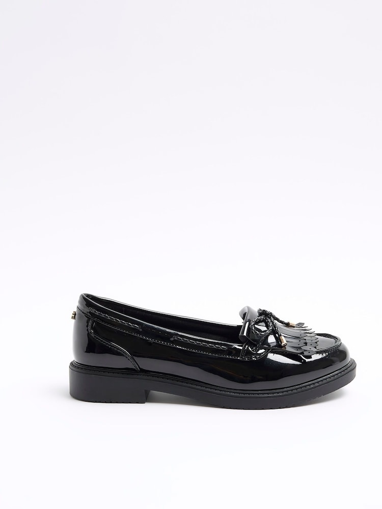 River Island Black Bow Fringe Loafers - Image 1 of 5