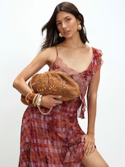 River Island Encrusted Ruched Suede Clutch - 5суретінің 1 суреті
