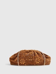 River Island Encrusted Ruched Suede Clutch - 5суретінің 3 суреті