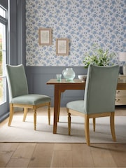 Laura Ashley Set of 2 Annaly Velvet Fern Green Sarsden Dining Chairs - Image 1 of 6