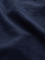 Navy Blue Linen Blend Knee Length Shorts - Image 5 of 5
