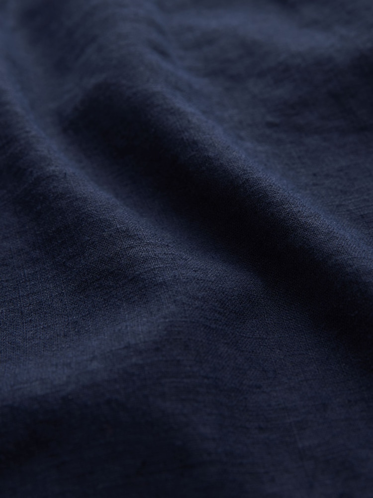 Navy Blue Linen Blend Knee Length Shorts - Image 5 of 5
