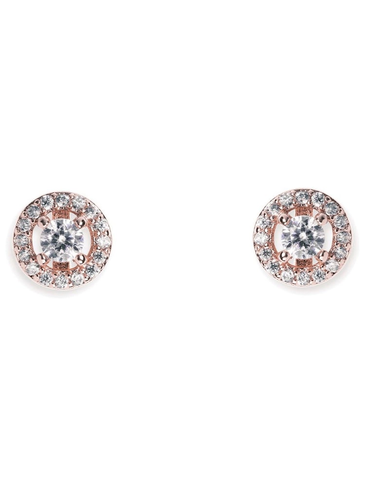 Ivory & Co Rose Gold Balmoral Crystal Dainty Earrings - Image 1 of 5