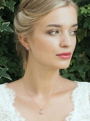 Ivory & Co Rose Gold Balmoral Crystal Dainty Earrings - Image 2 of 5