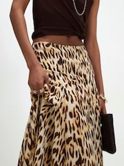 River Island Brown Leopard Print Godet Midi Skirt - Image 4 of 4