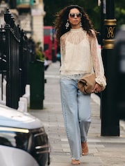 River Island Cream Lace Bow Blouse - Image 3 of 4