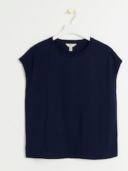 River Island Blue 100% Cotton Rib Cuff T-Shirt - Image 5 of 6