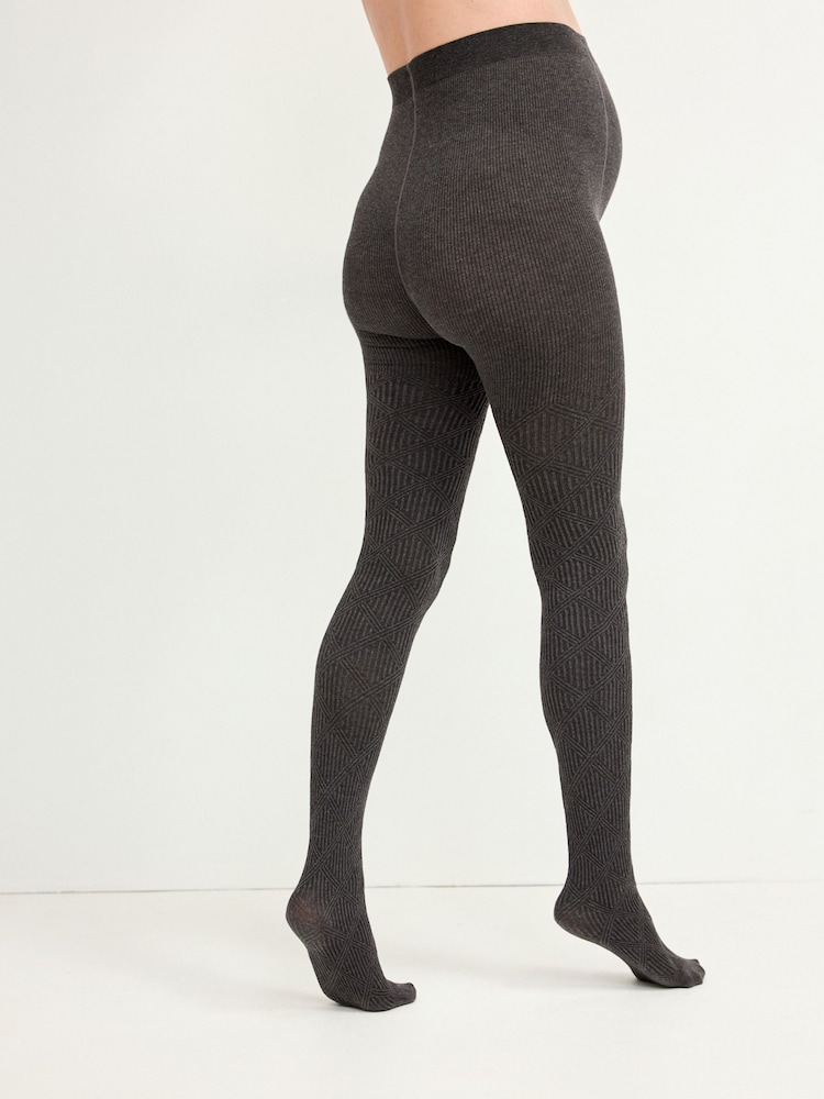Grey Geo Maternity Warm Handle Knitted Tights - Image 2 of 3