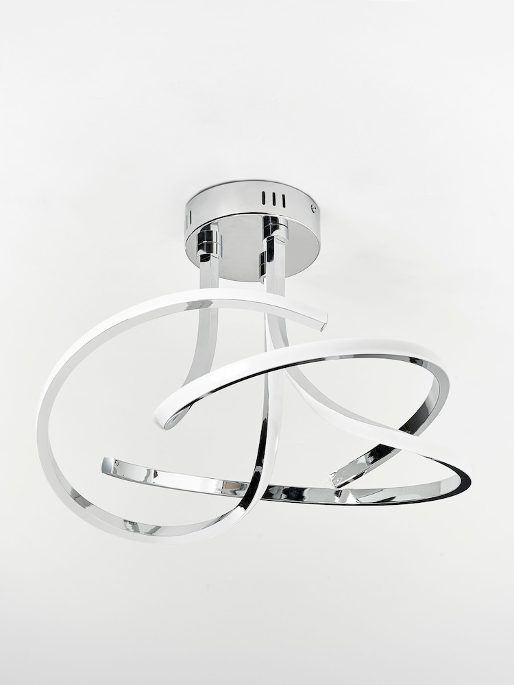 Chrome Sculptural LED Flush Ceiling Light - Image 2 of 6