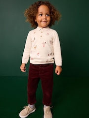 Ecru Santa Snowman 100% Cotton Christmas Long Sleeve Knitted Polo Shirt (3mths-7yrs) - Image 2 of 7