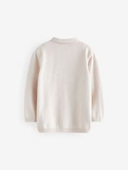Ecru Santa Snowman 100% Cotton Christmas Long Sleeve Knitted Polo Shirt (3mths-7yrs) - Image 6 of 7