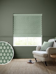 Emily Bond Sage Green 100% Cotton Jaipur Made to Measure Roman Blinds - Image 1 of 6