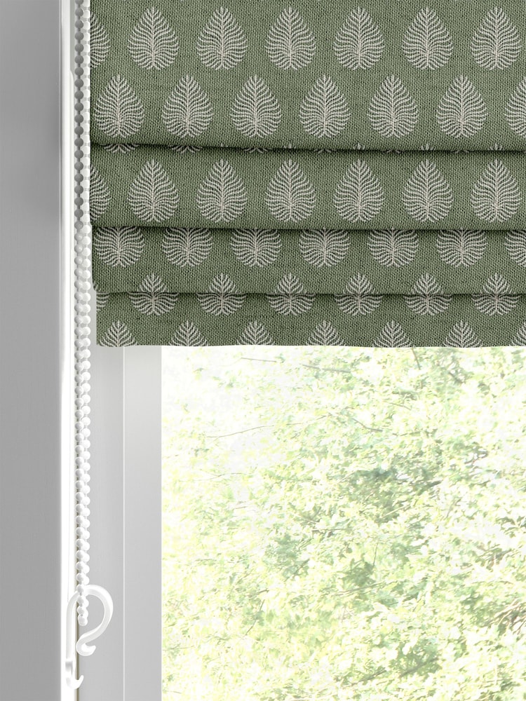 Emily Bond Sage Green 100% Cotton Jaipur Made to Measure Roman Blinds - Image 2 of 6