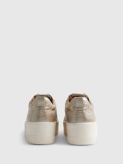 River Island Gold Wide Fit Lace Up Flatform Shoes - Image 4 of 6