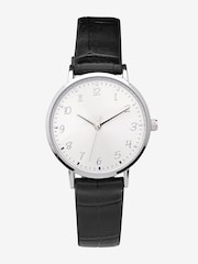 Black Croc Effect Simple Strap Watch - Image 2 of 4