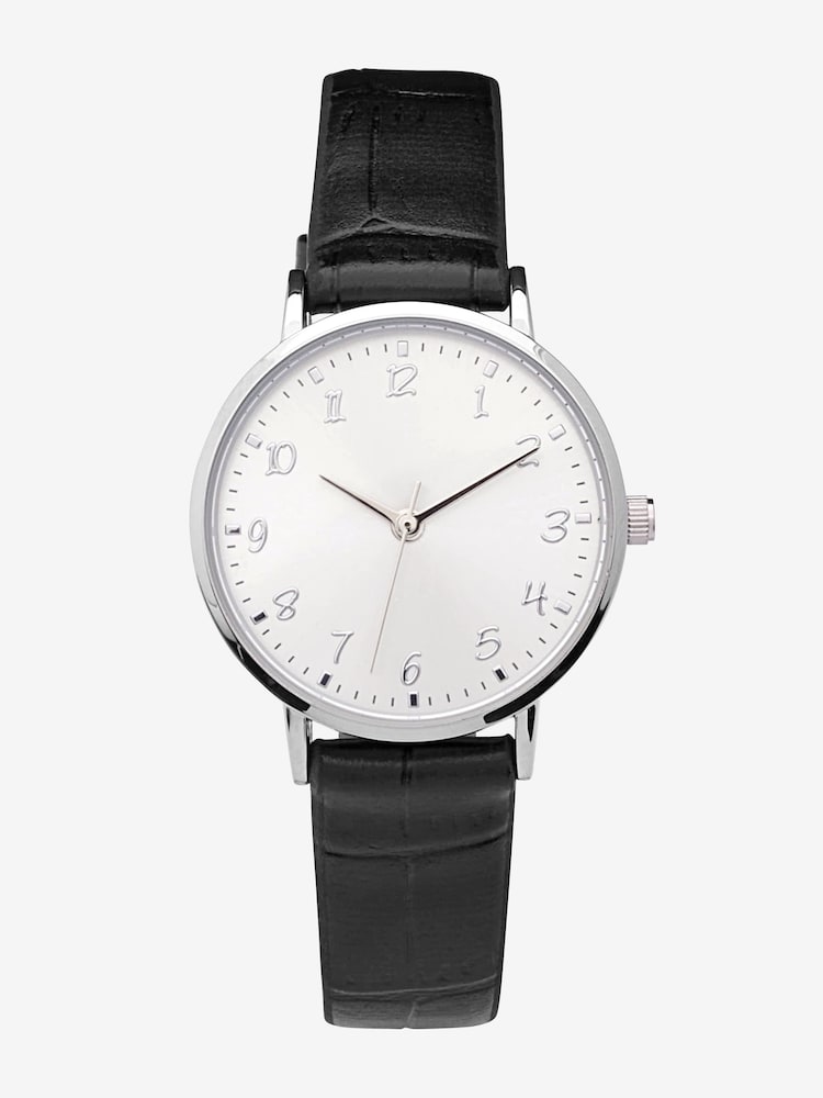Black Croc Effect Simple Strap Watch - Image 2 of 4