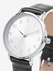 Black Croc Effect Simple Strap Watch - Image 4 of 4
