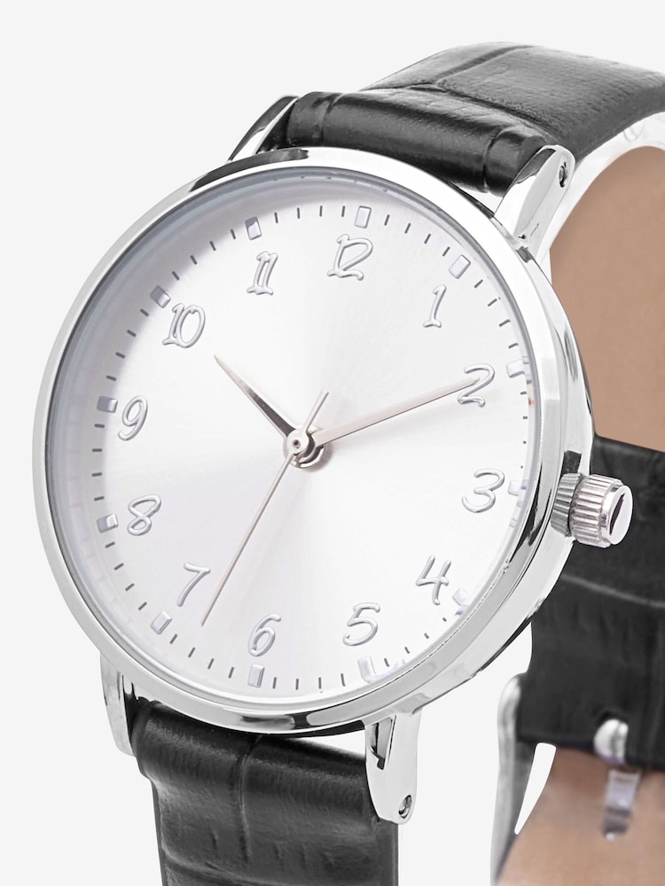Black Croc Effect Simple Strap Watch - Image 4 of 4