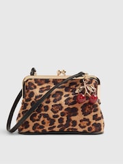 River Island Brown Leopard Print Framed Clutch Bag - Image 2 of 6