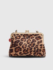 River Island Brown Leopard Print Framed Clutch Bag - Image 4 of 6