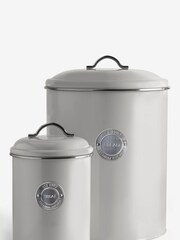 Set of 2 Grey Badge Bread Bin & Treat Jar - Image 2 of 2