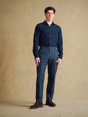 Barbour® Navy Slim Fit Cotton Linen Suit Trousers - Image 1 of 13