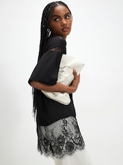 River Island Black Satin Lace Boyfriend T-Shirt - Image 2 of 4
