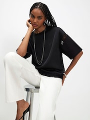 River Island Black Satin Lace Boyfriend T-Shirt - Image 3 of 4