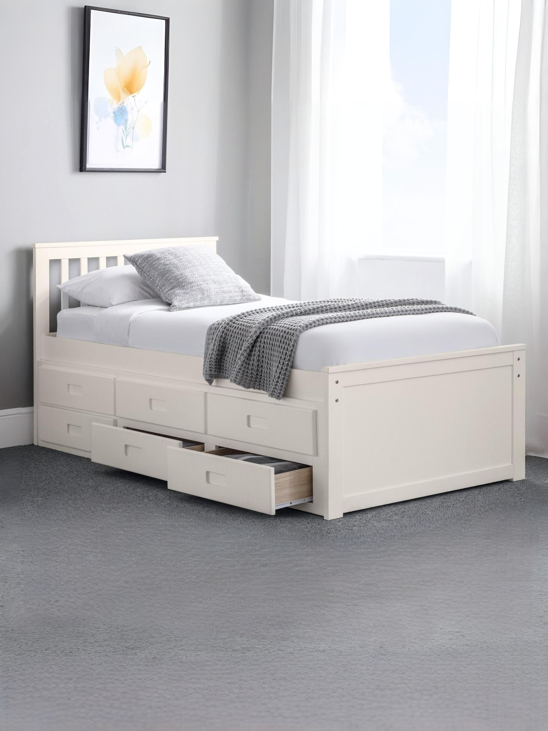 Julian Bowen Surf White Maisie Bed with Underbed and Drawers - Kids Bed - White - Image 6