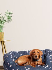 FatFace Blue Brush Floral Deluxe Slumber Dog Bed - Image 1 of 3