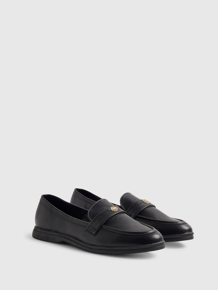 River Island Black Metal Decal Loafers - Image 2 of 6