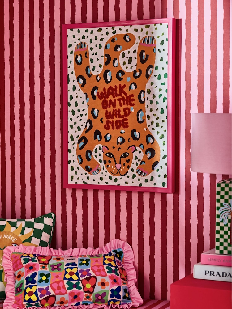 Eleanor Bowmer Pink/Orange Leopard Wall Art - Image 1 of 6