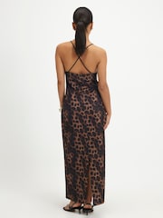 River Island Brown Lace Trim Animal Maxi Dress - Image 4 of 4