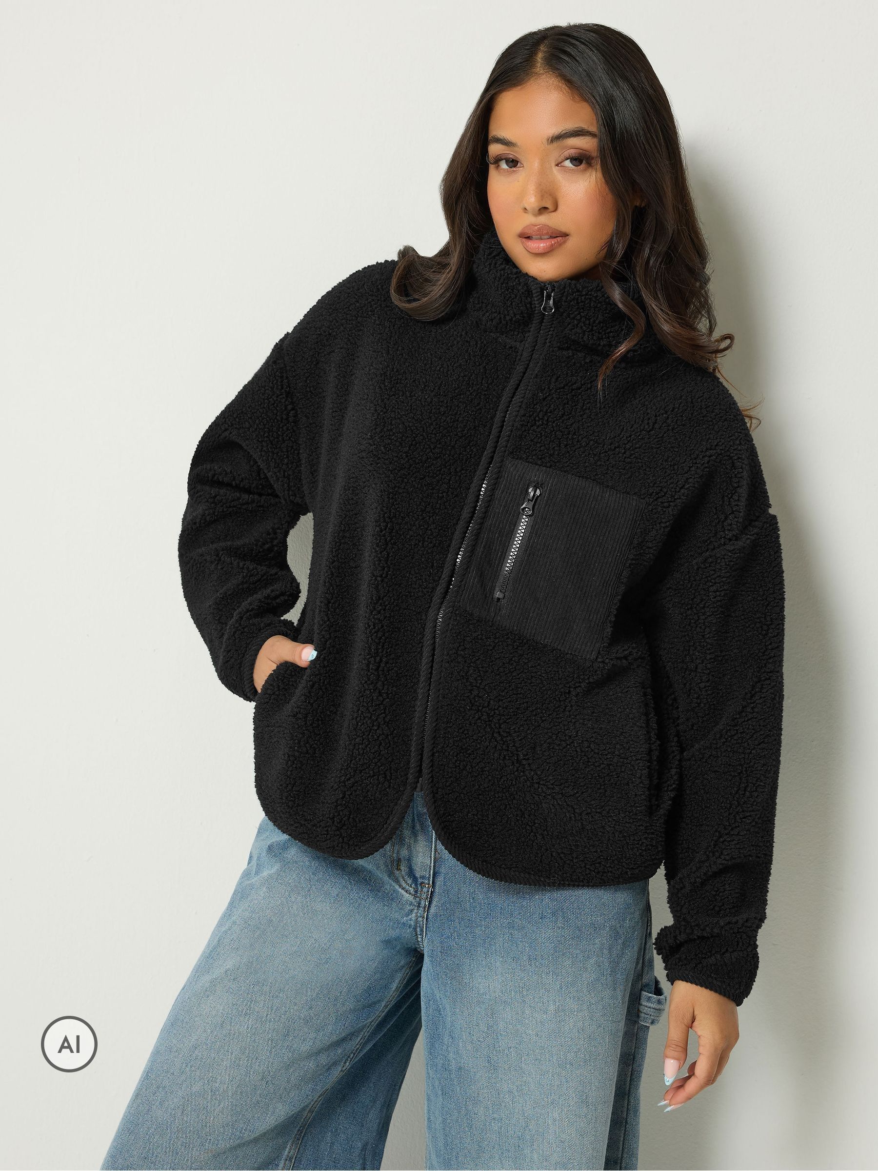 PixieGirl Women's Petite Zip Fleece Jacket in Black | Size: 18 - Image 6