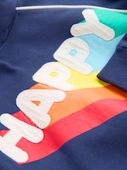 Little Bird by Jools Oliver Navy Rainbow Happy Hoodie - Image 2 of 7