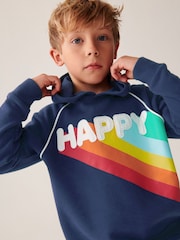 Little Bird by Jools Oliver Navy Rainbow Happy Hoodie - Image 4 of 7