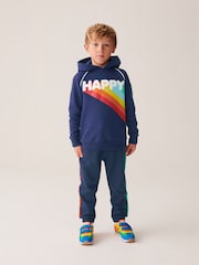 Little Bird by Jools Oliver Navy Rainbow Happy Hoodie - Image 6 of 7