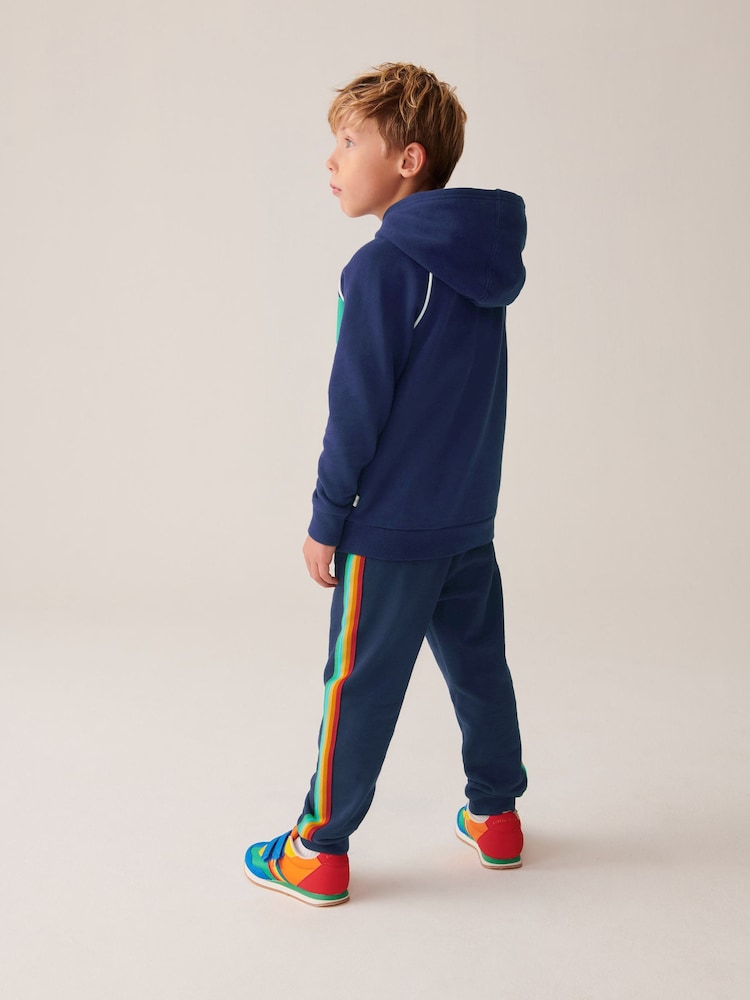 Little Bird by Jools Oliver Navy Rainbow Happy Hoodie - Image 7 of 7