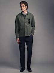 Khaki Green Smart Herringbone Shacket - Image 3 of 9
