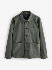 Khaki Green Smart Herringbone Shacket - Image 6 of 9
