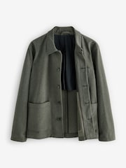 Khaki Green Smart Herringbone Shacket - Image 7 of 9
