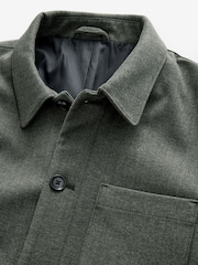 Khaki Green Smart Herringbone Shacket - Image 8 of 9