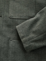 Khaki Green Smart Herringbone Shacket - Image 9 of 9