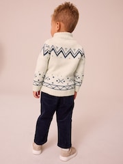 Ecru Cream Fairisle Pattern Quarter Zip Jumper (3mths-7yrs) - Image 3 of 7