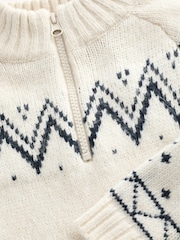 Ecru Cream Fairisle Pattern Quarter Zip Jumper (3mths-7yrs) - Image 7 of 7