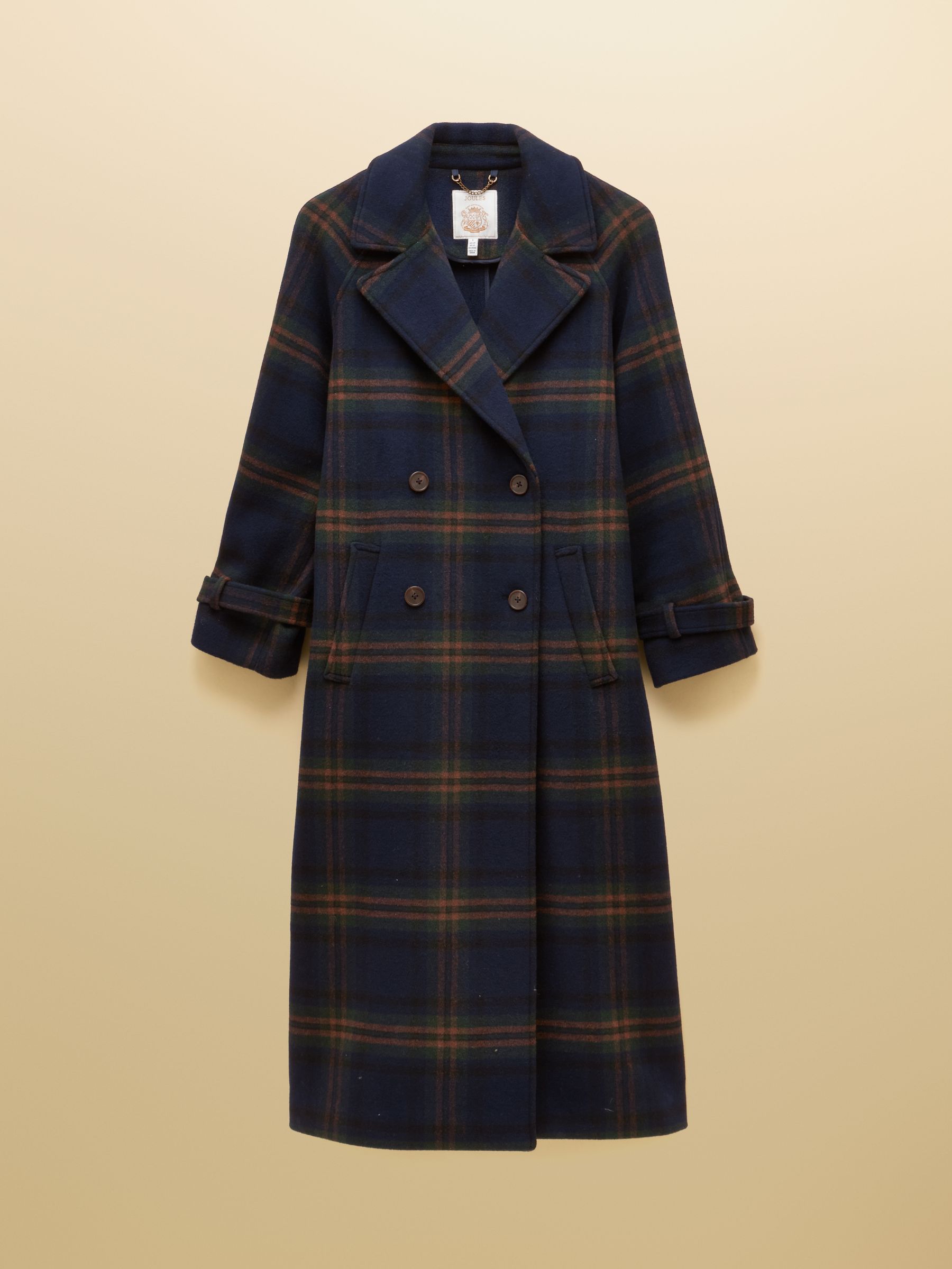 Buy Joules Amberley Navy Blue Longline Wool Blend Coat with Belt