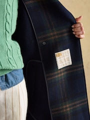 Joules Amberley Navy Blue Longline Wool Blend Coat with Belt - Image 4 of 10